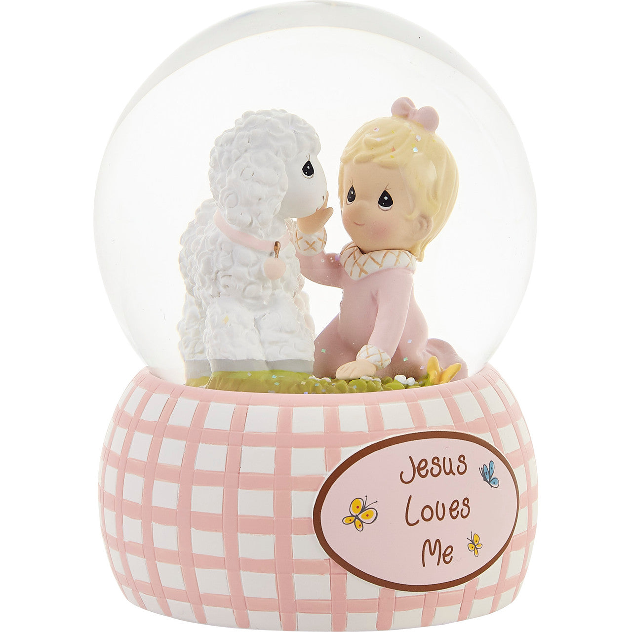 Jesus Loves Me Baby Girl Snow Globe - Image