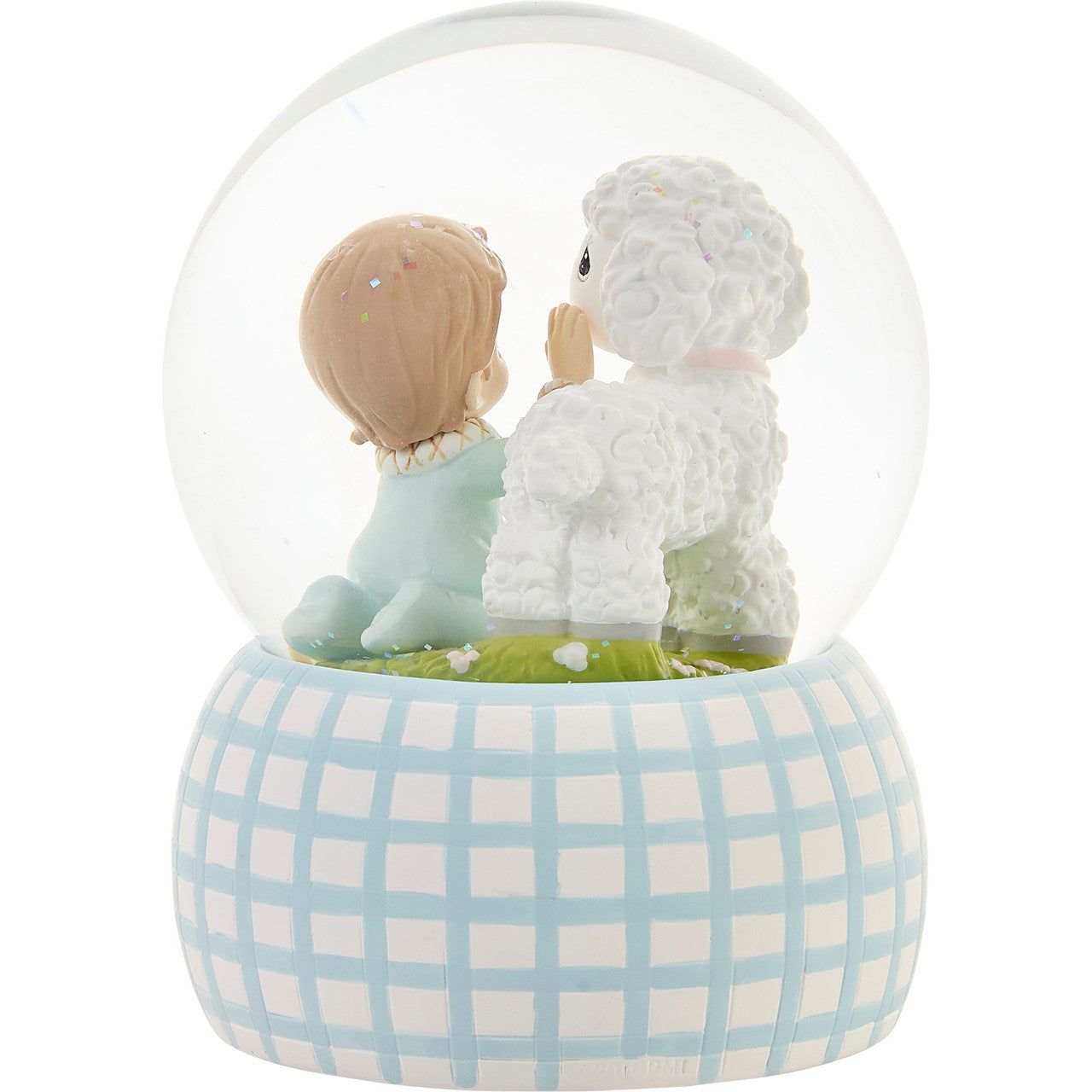 Jesus Loves Me Baby Boy Baptism Snow Globe - Image