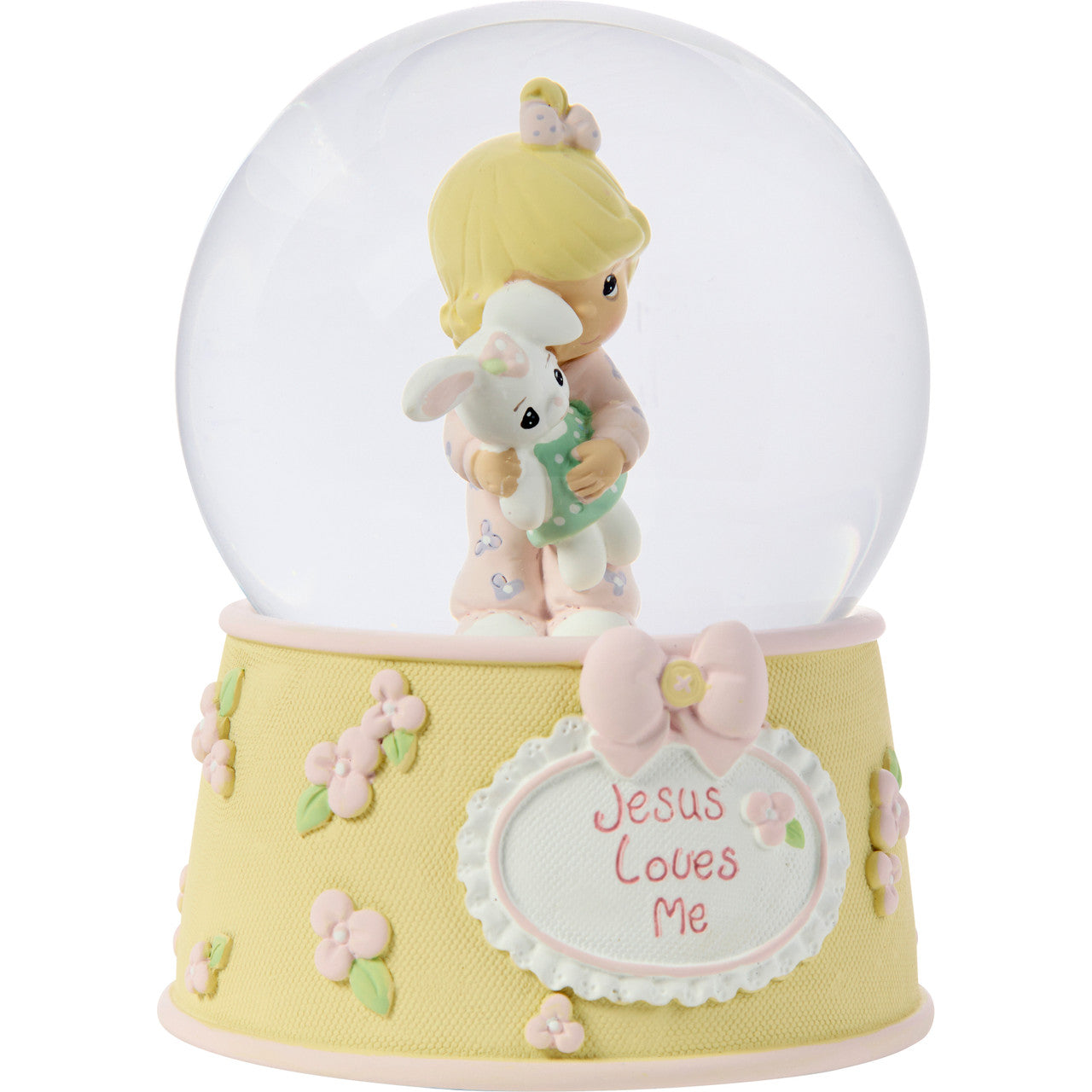 Jesus Loves Me Baby Girl With Bunny Snow Globe - Image