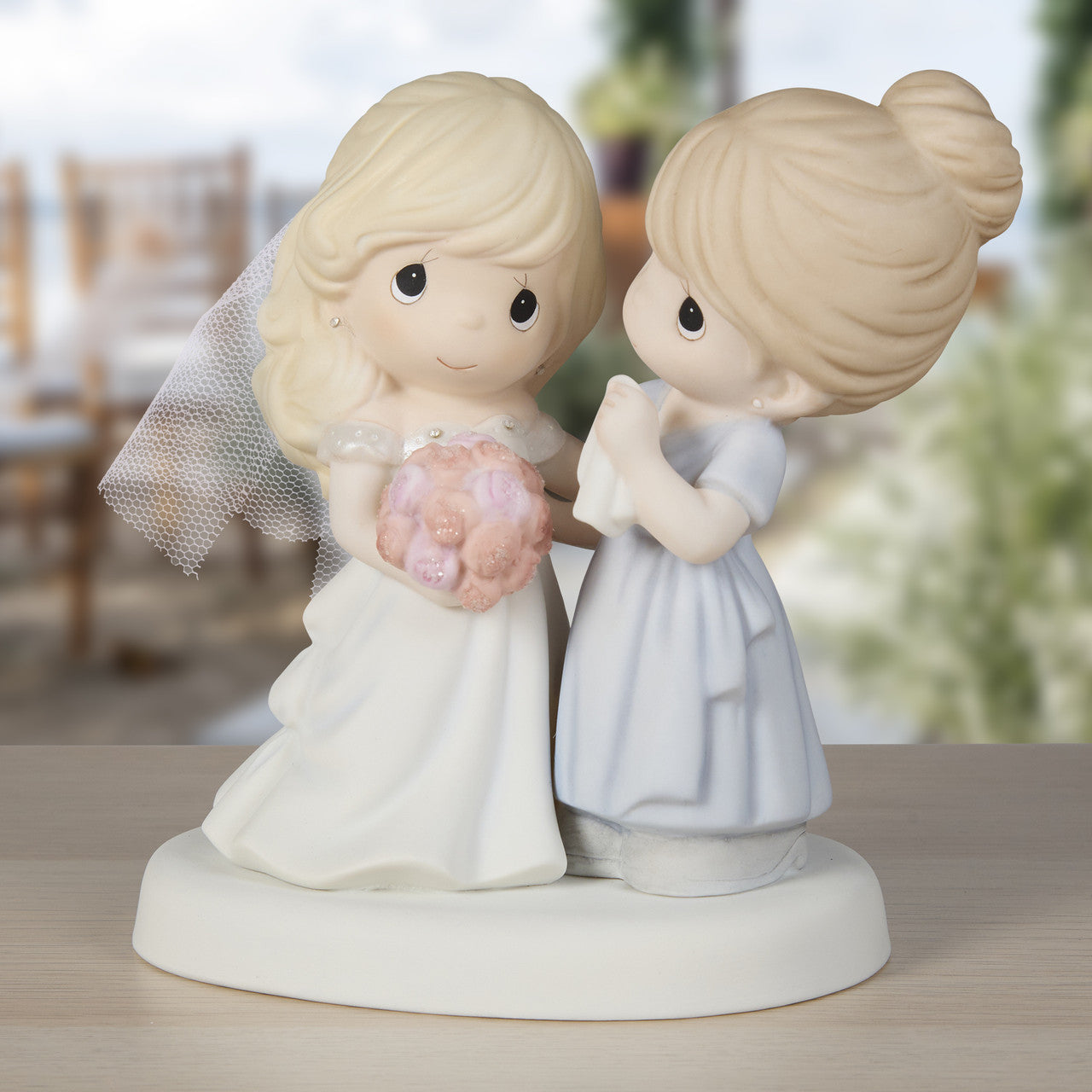 My Daughter, My Pride, A Beautiful Bride, Bisque Porcelain Figurine, Mother and Daughter - Image