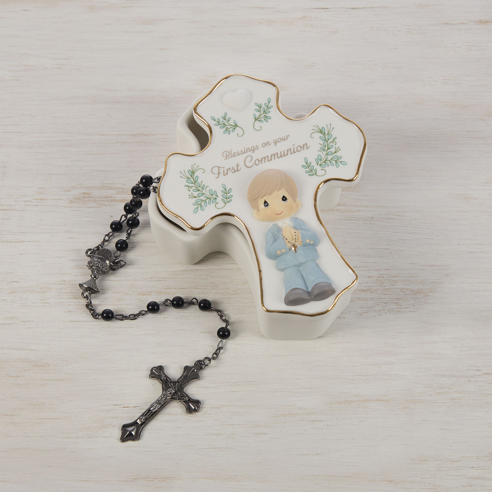 Blessings On Your First Communion Boy Rosary Box with Rosary
