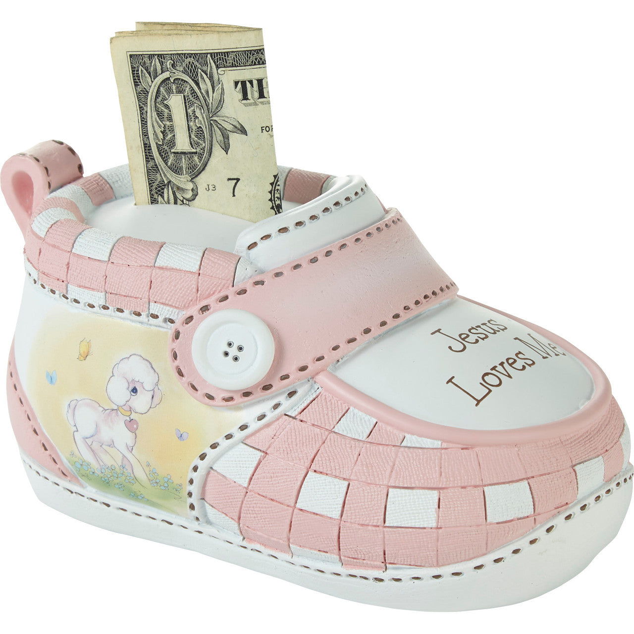 Jesus Loves Me Pink Bootie Bank - Image