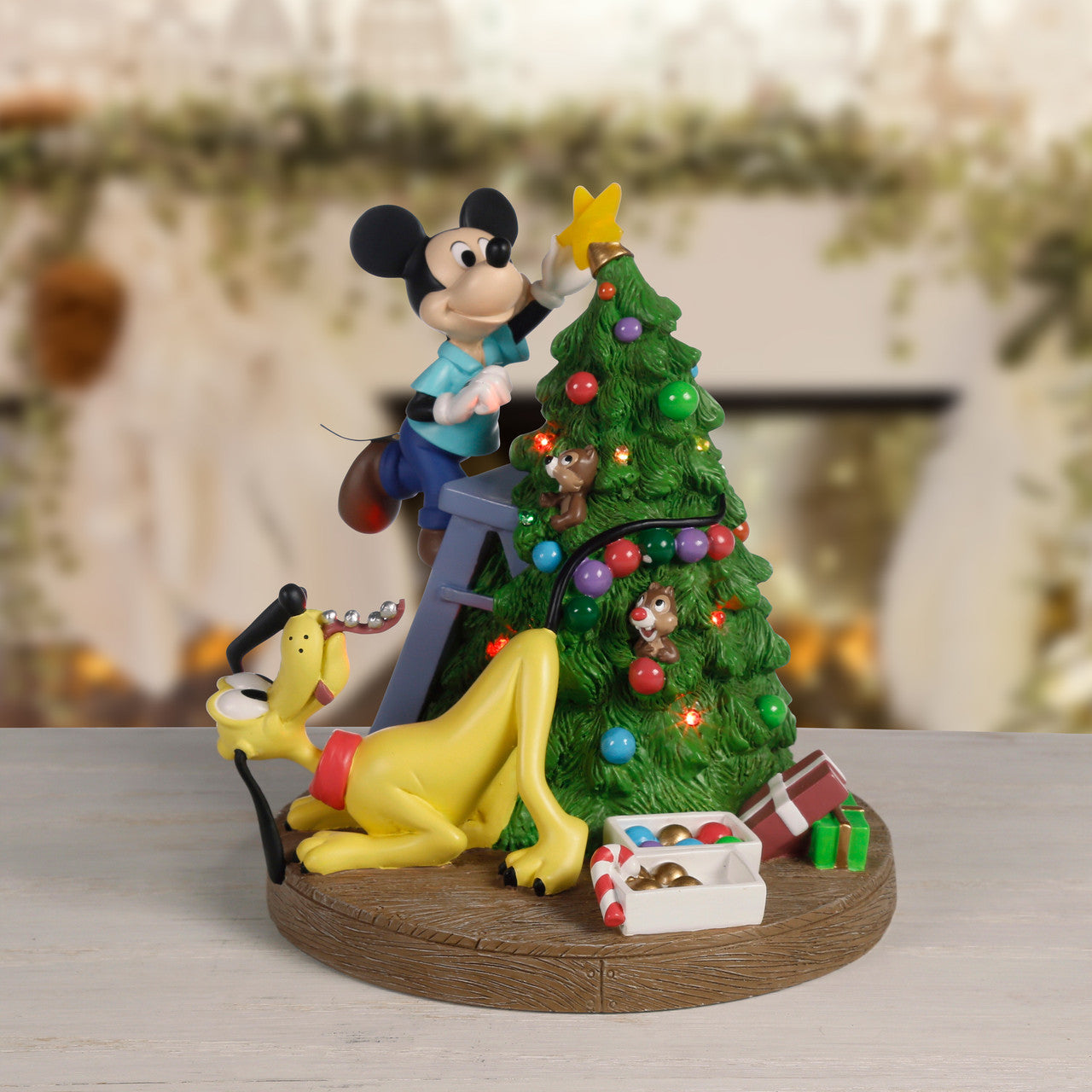 Bring Home The Holiday Cheer Disney Mickey Mouse, Pluto, Chip, and Dale LED Figurine - Image