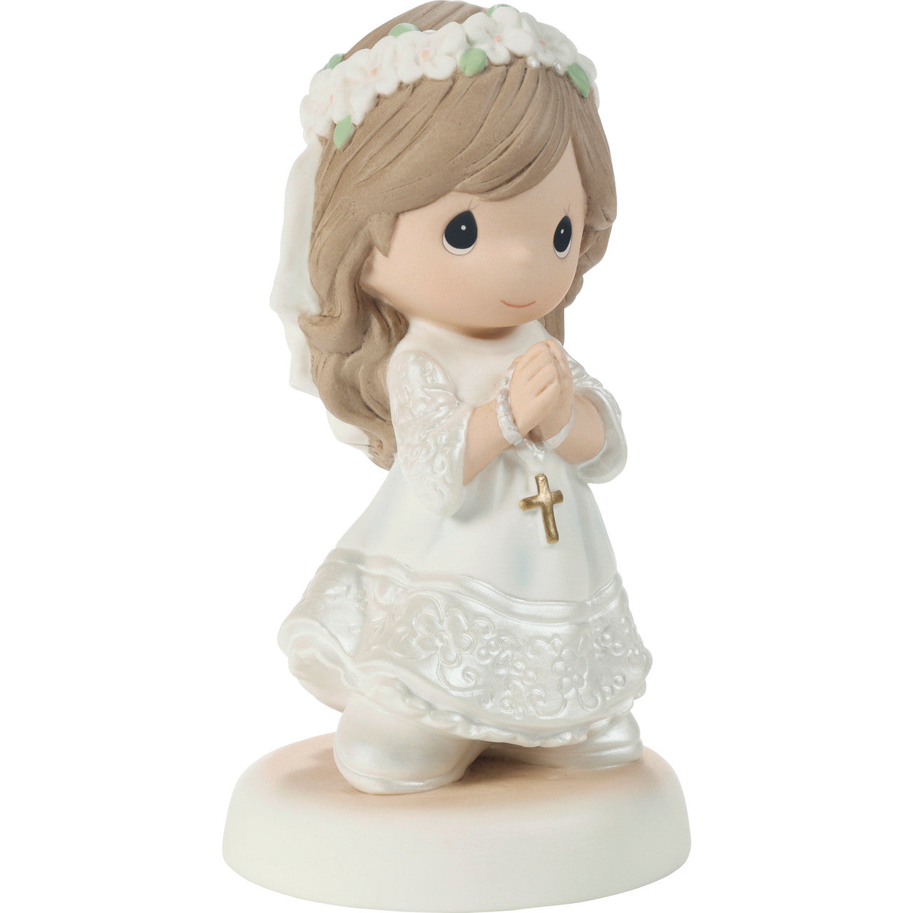 My First Communion Brunette Hair Girl Figurine - Image