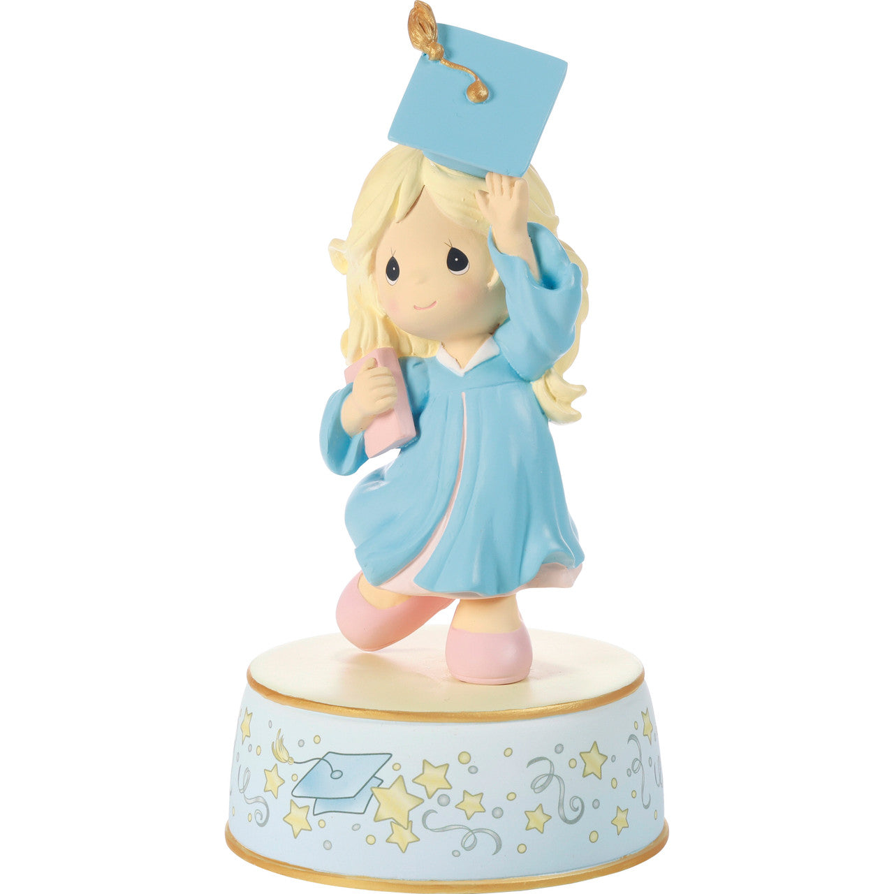 From Cap And Gown To New Horizons Blonde Girl/Blue Gown Graduation Musical - Image