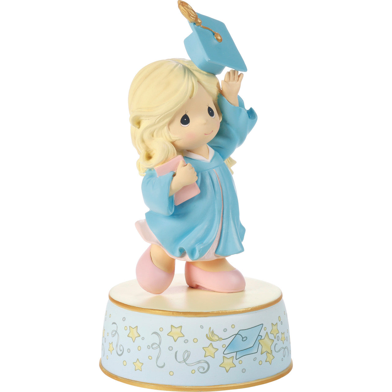 From Cap And Gown To New Horizons Blonde Girl/Blue Gown Graduation Musical - Image