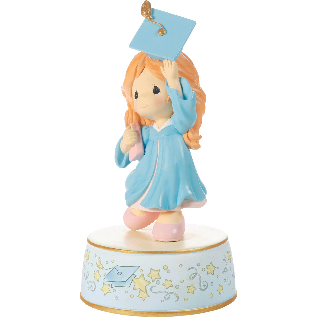 From Cap And Gown To New Horizons Red Hair/Blue Gown Graduation Musical - Image