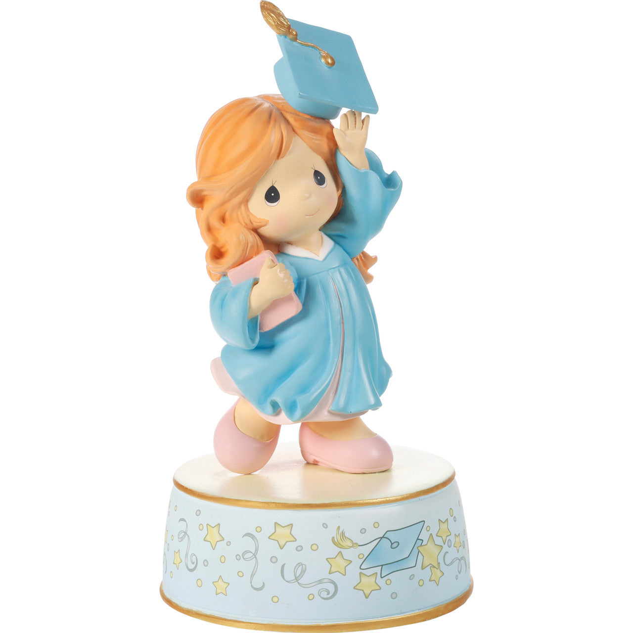 From Cap And Gown To New Horizons Red Hair/Blue Gown Graduation Musical - Image