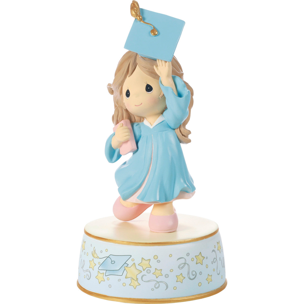 From Cap And Gown To New Horizons Brunette Girl/Blue Gown Graduation Musical - Image