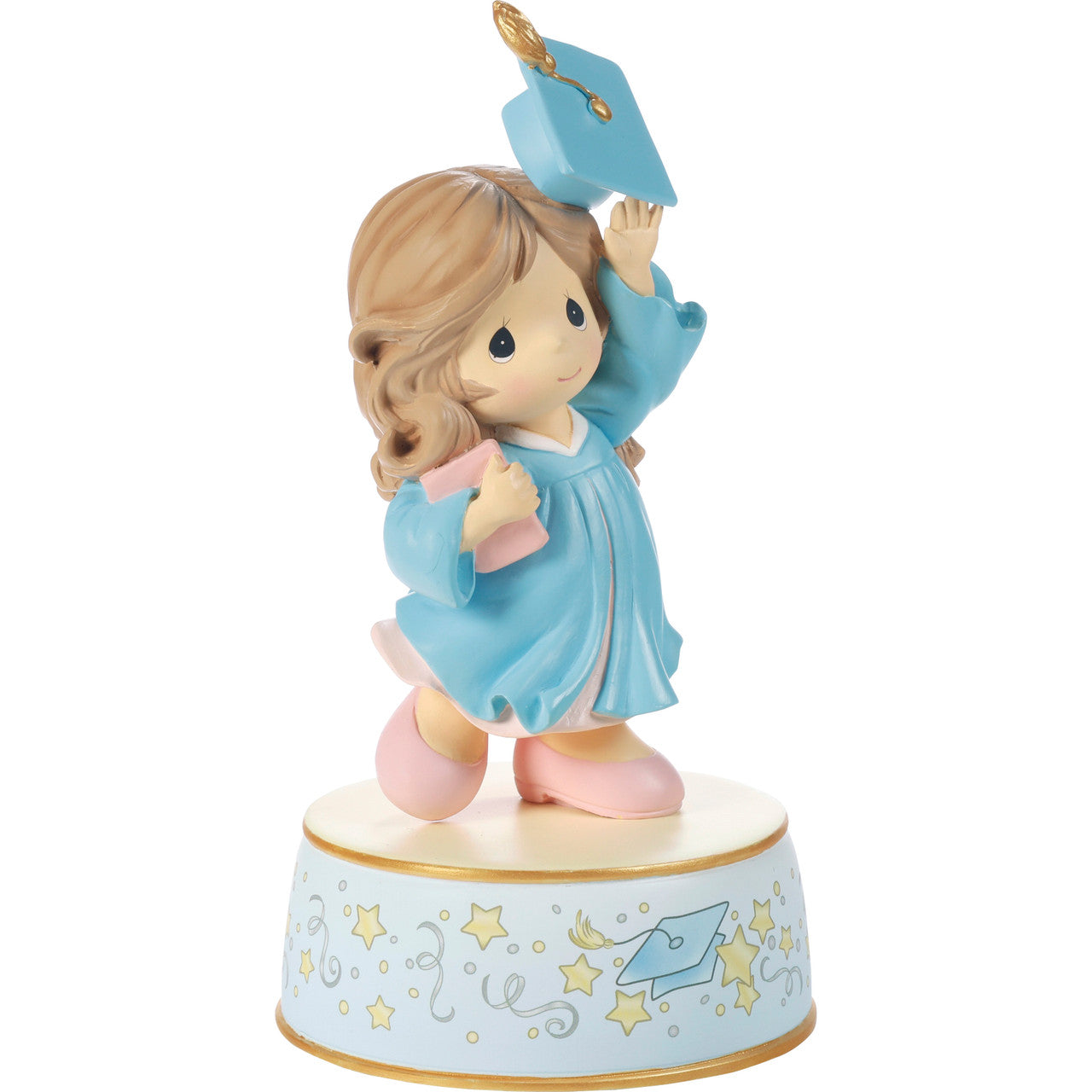 From Cap And Gown To New Horizons Brunette Girl/Blue Gown Graduation Musical - Image