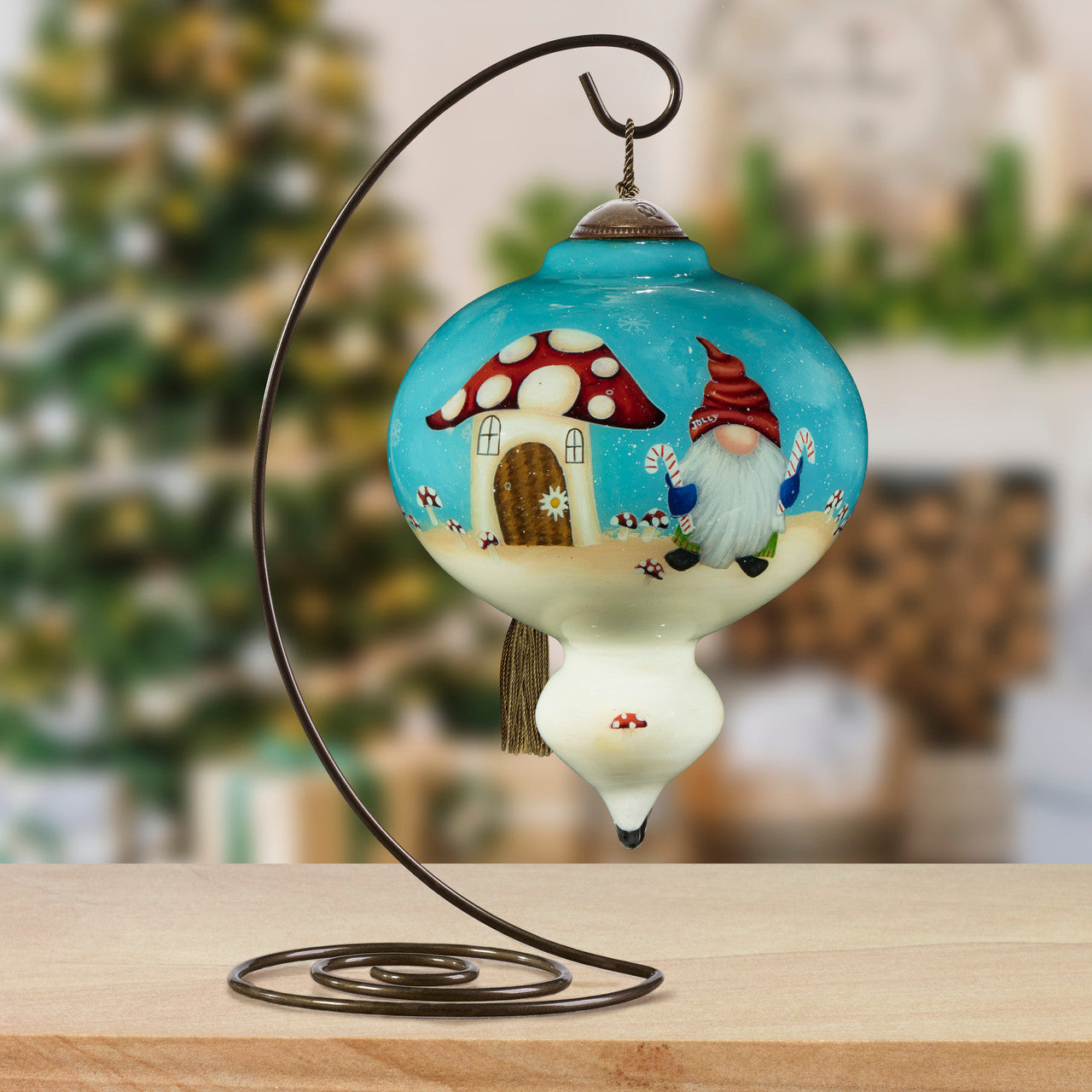 Seasons Greetings From Our Gnome To Yours Ornament - Image