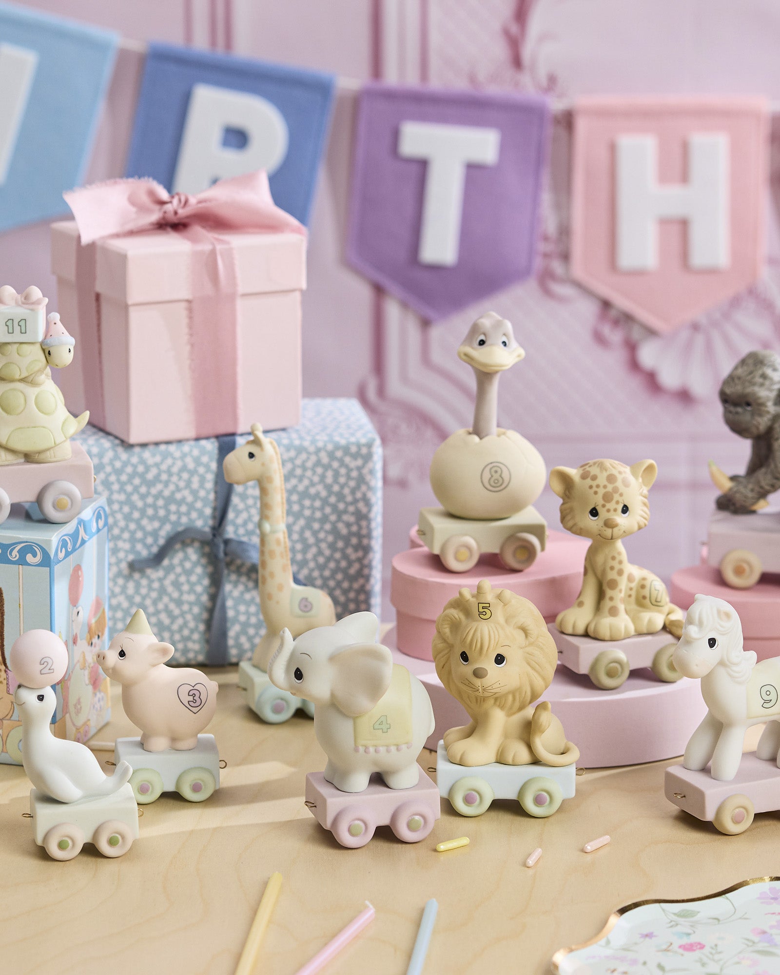 Birthday Train, Age 1, Happy Birthday Little Lamb Figurine