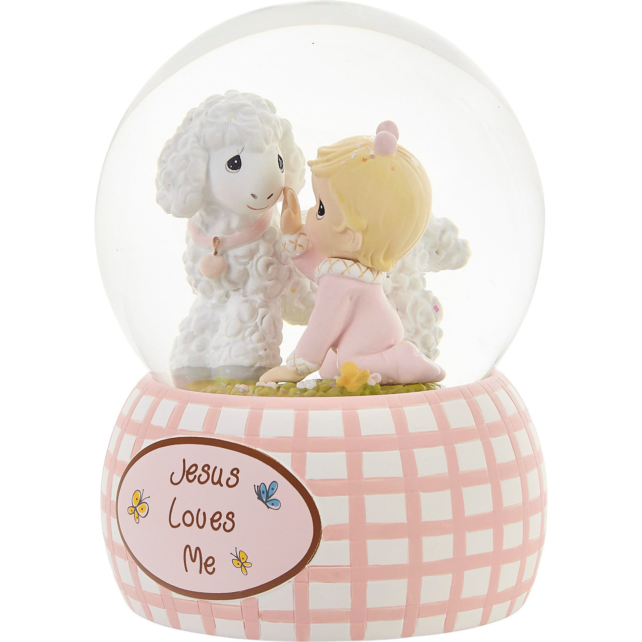 Jesus Loves Me Baby Girl Snow Globe - Image