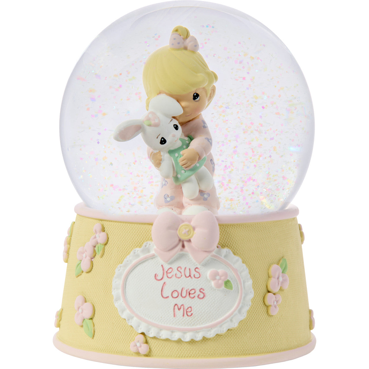 Jesus Loves Me Baby Girl With Bunny Snow Globe - Image
