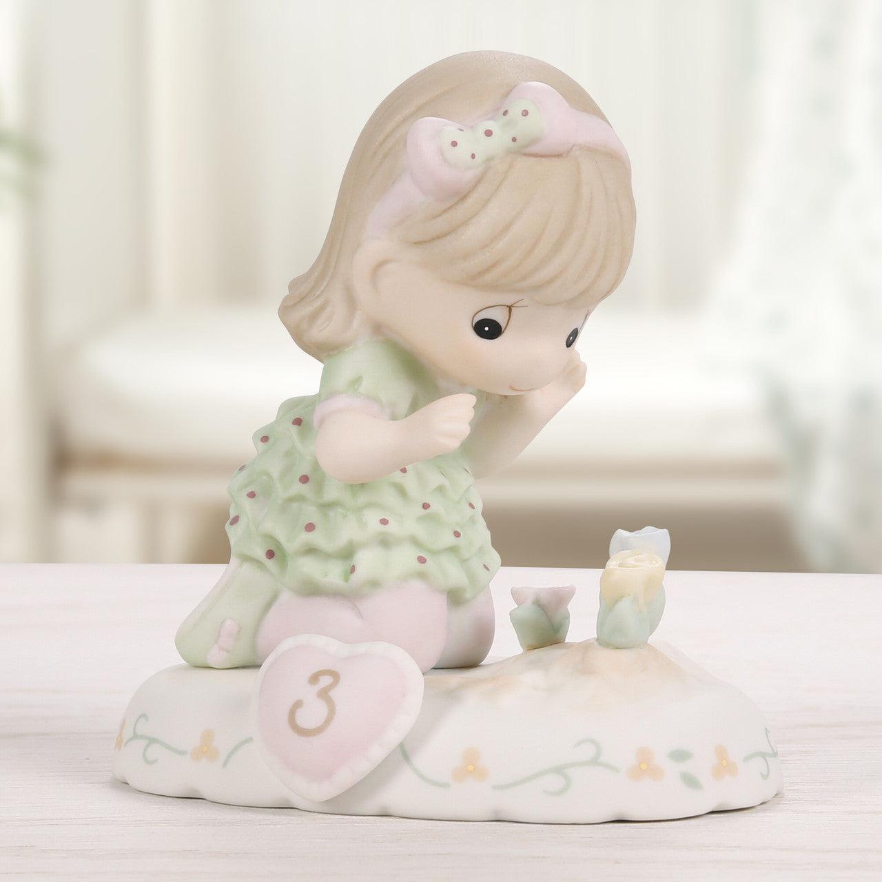 Growing In Grace, Age 3 Brunette Girl Figurine - Image
