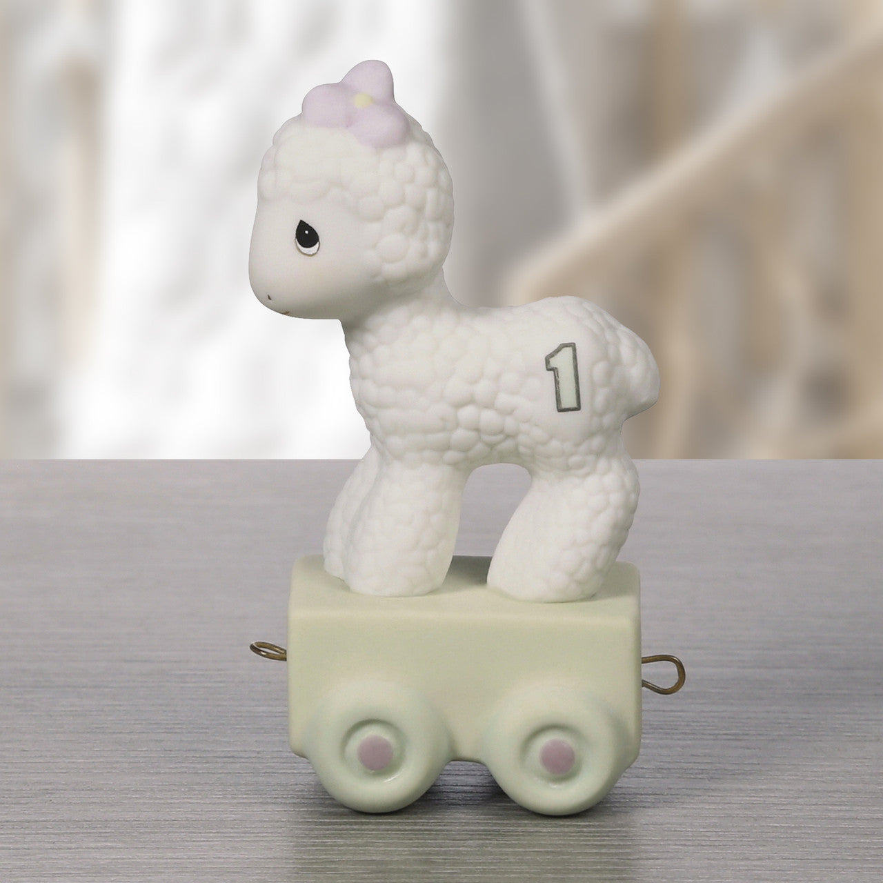 Birthday Train, Age 1, Happy Birthday Little Lamb Figurine - Image