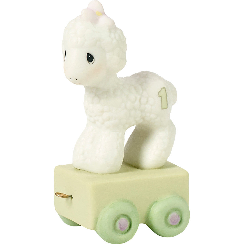 Birthday Train, Age 1, Happy Birthday Little Lamb Figurine - Image