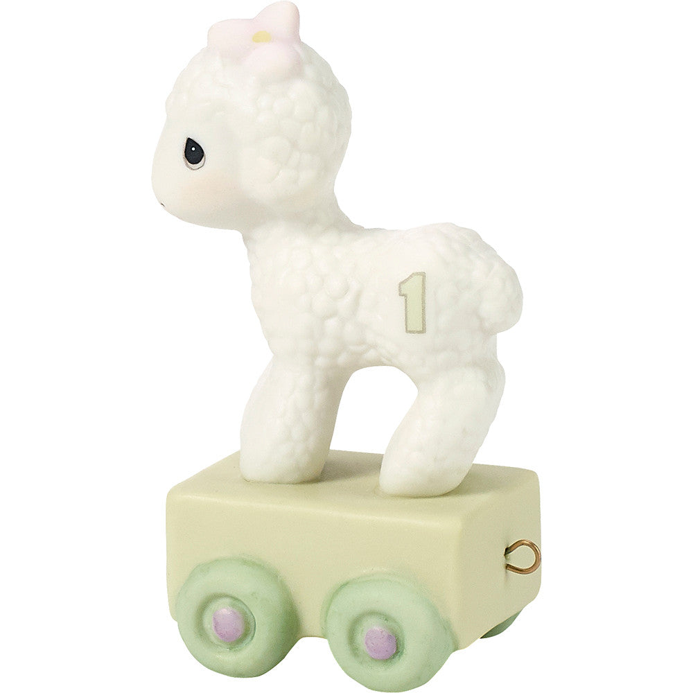 Birthday Train, Age 1, Happy Birthday Little Lamb Figurine - Image
