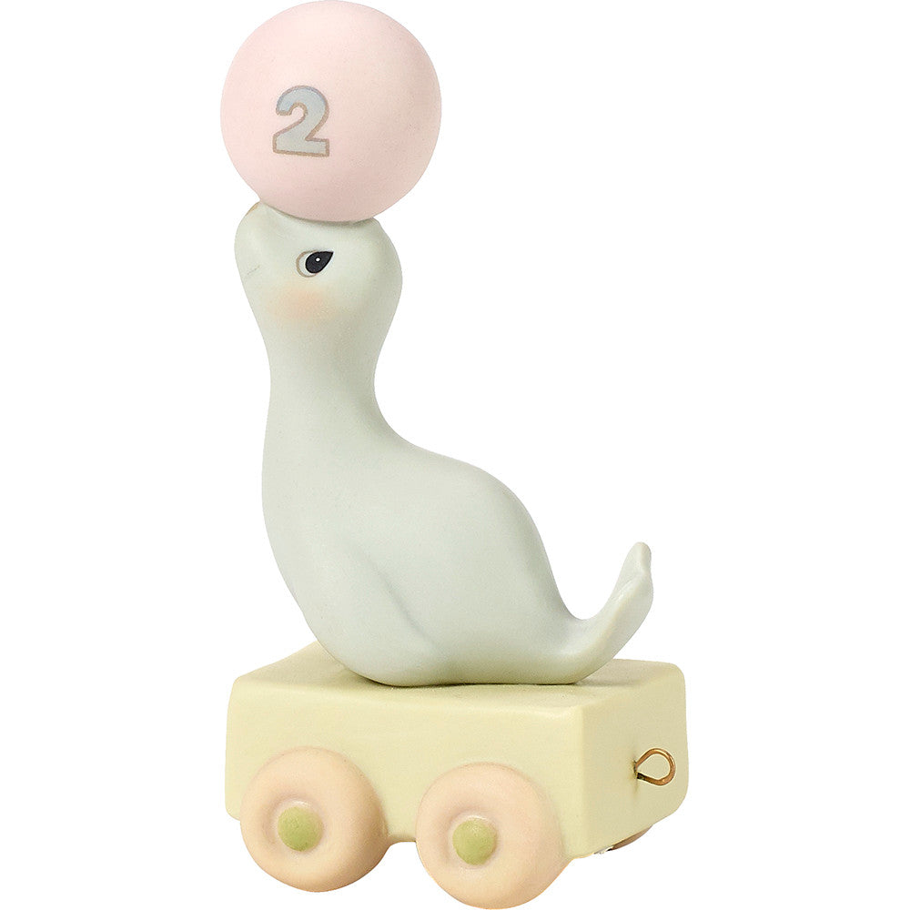 Birthday Train, Age 2, God Bless You On Your Birthday, Bisque Porcelain Figurine - Image