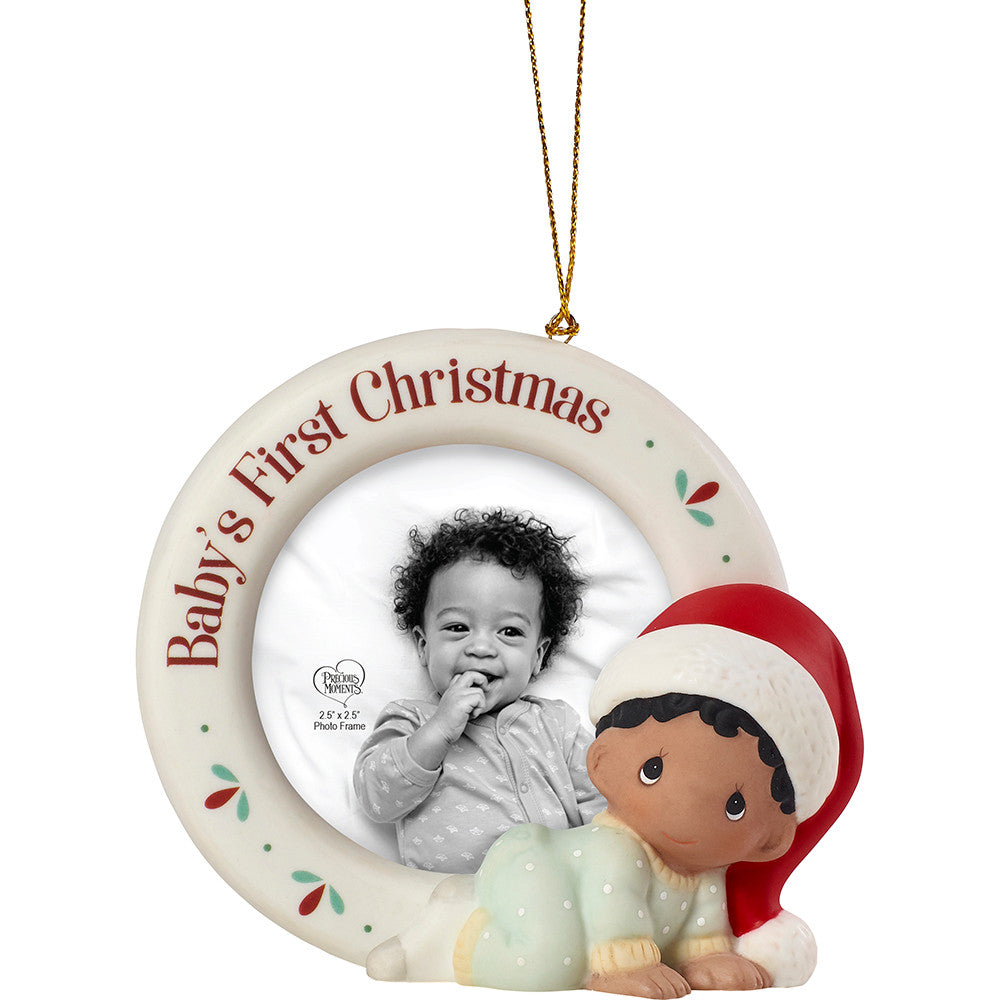 Baby's 1st Christmas Photo Frame Ornament, Medium Skin Tone - Image