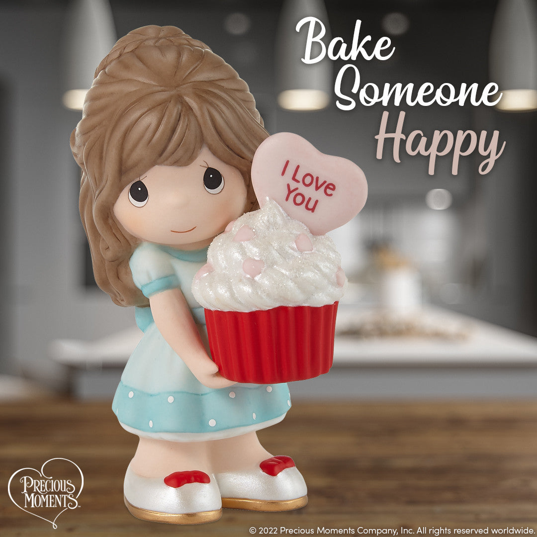 You Bake Me Happy Brunette Girl Figurine - Image