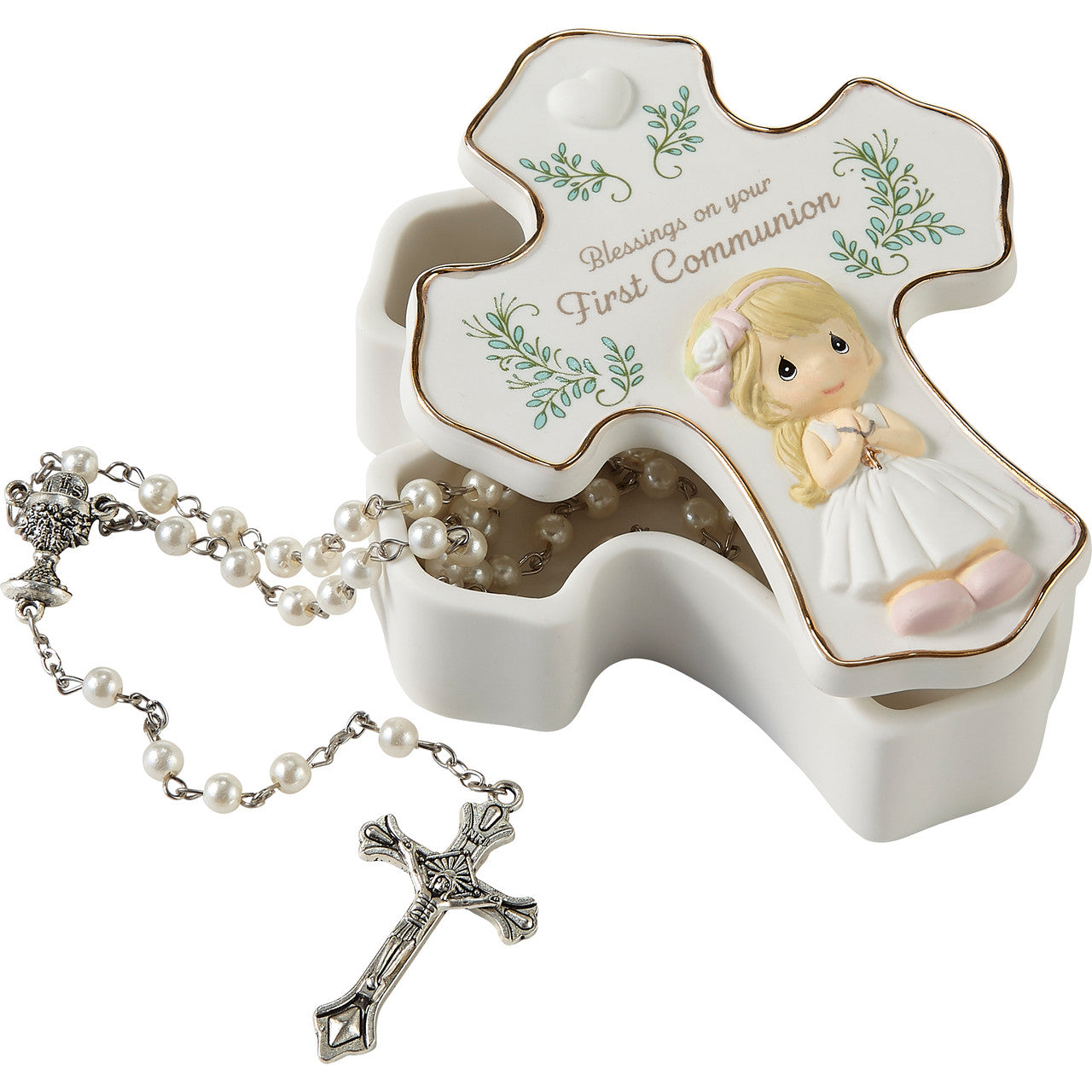 Blessings On Your First Communion Girl Rosary Box with Rosary - Image