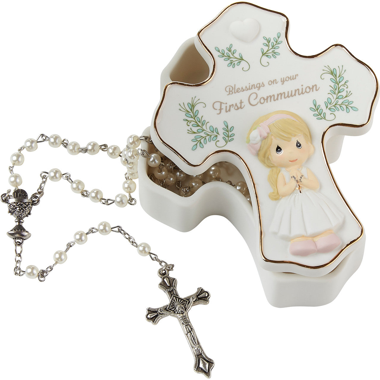 Blessings On Your First Communion Girl Rosary Box with Rosary - Image