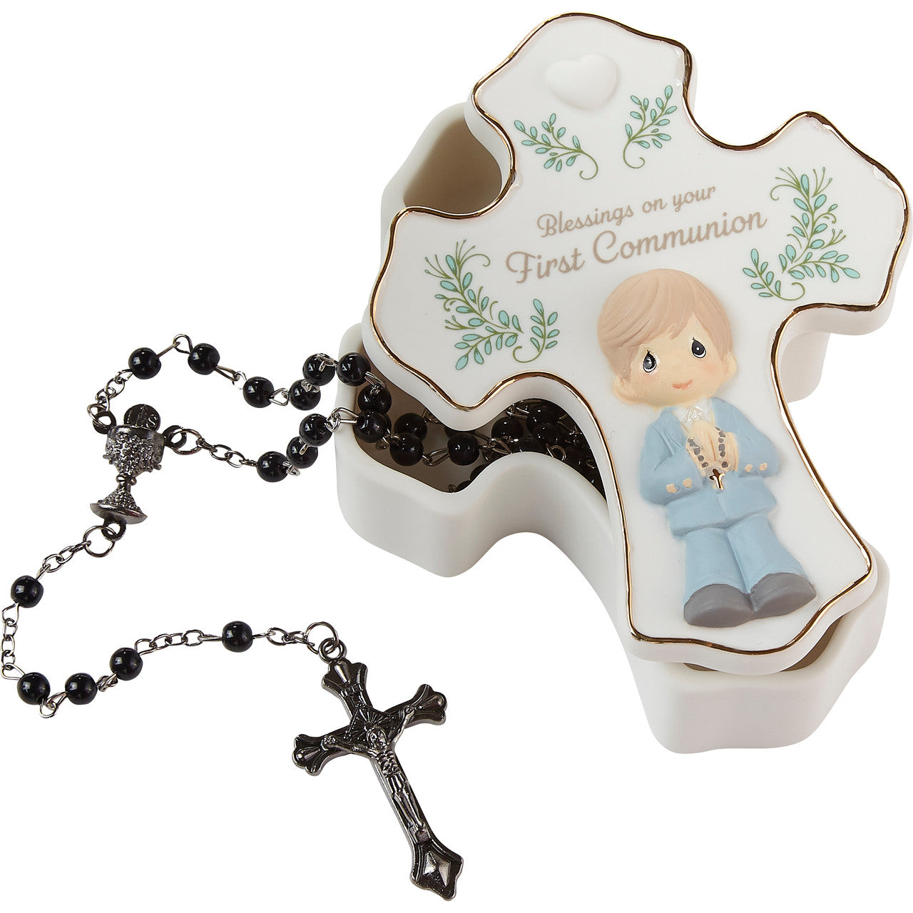 Blessings On Your First Communion Boy Rosary Box with Rosary - Image