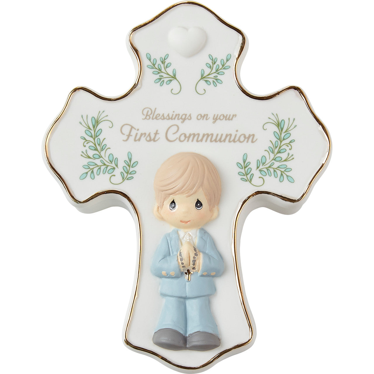 Rosario Per Battesimo Bambino Precious Moments, Bianco, In Culla, Confezione Regalo