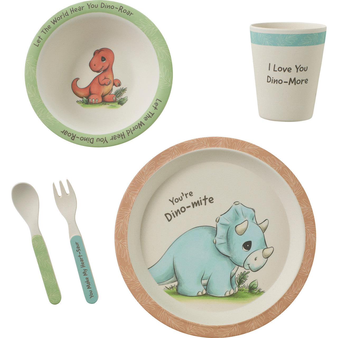 precious moments 置物　4個 Precious Moments 223408 You're Dino-mite Bamboo 5-Piece Mealtime