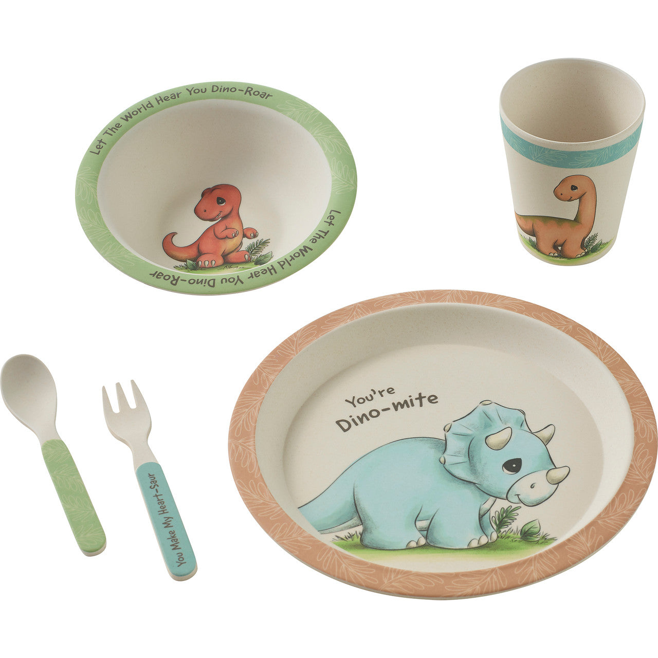 You’re Dino-mite Dinosaur 5-Piece Mealtime Set - Image
