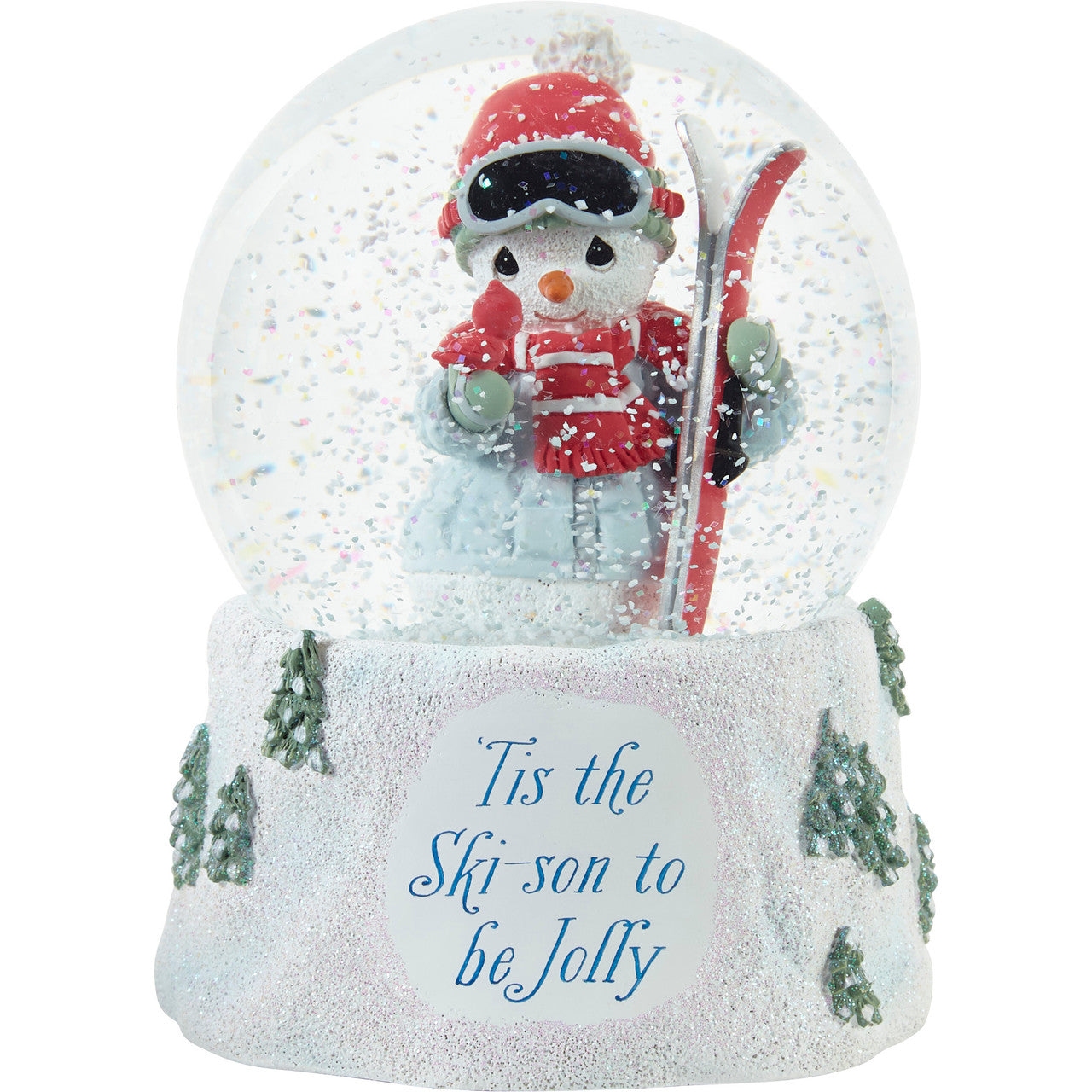 ‘Tis The Ski-son To Be Jolly Annual Snowman Musical Snow Globe - Image