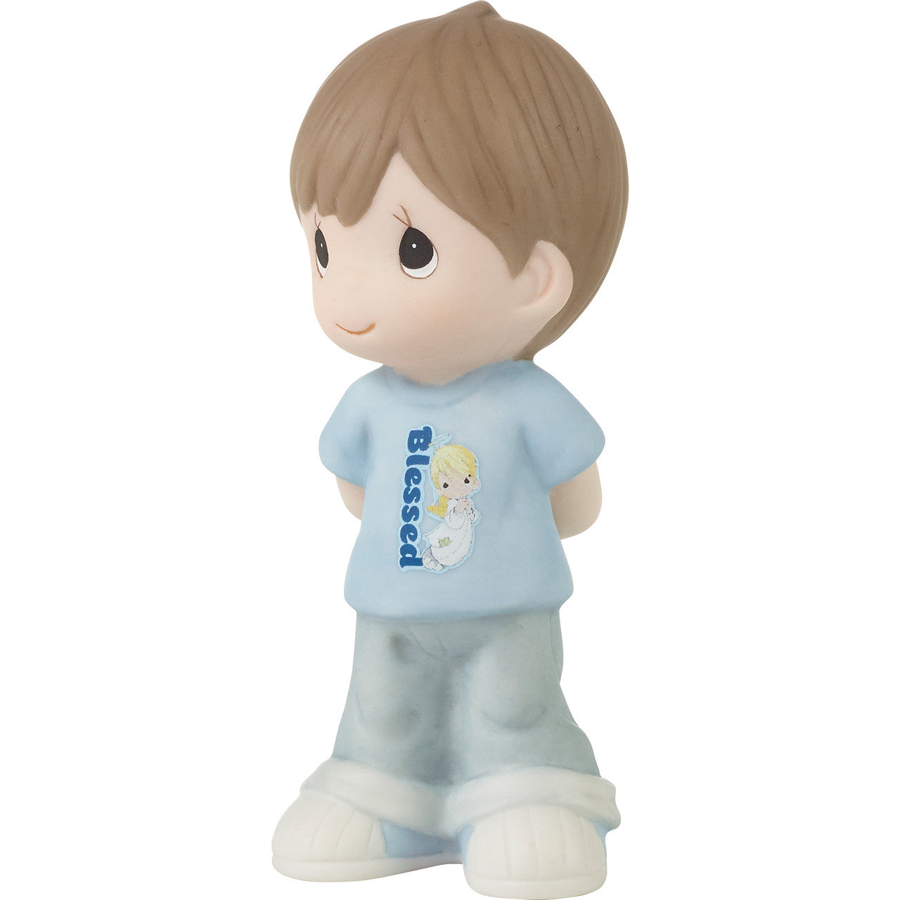Brunette Boy With Blessed T-Shirt Figurine - Image