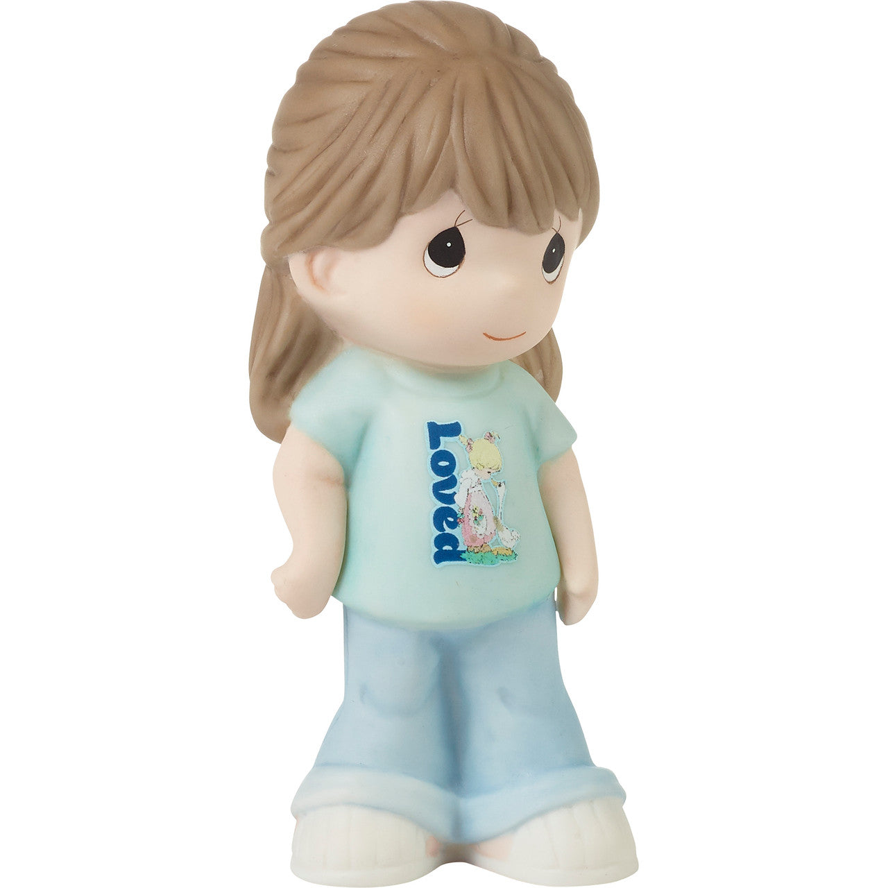 Brunette Girl With Loved T-Shirt Figurine - Image