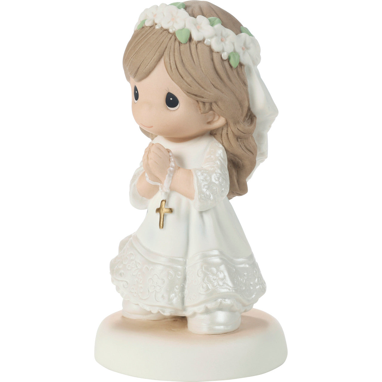 My First Communion Brunette Hair Girl Figurine - Image