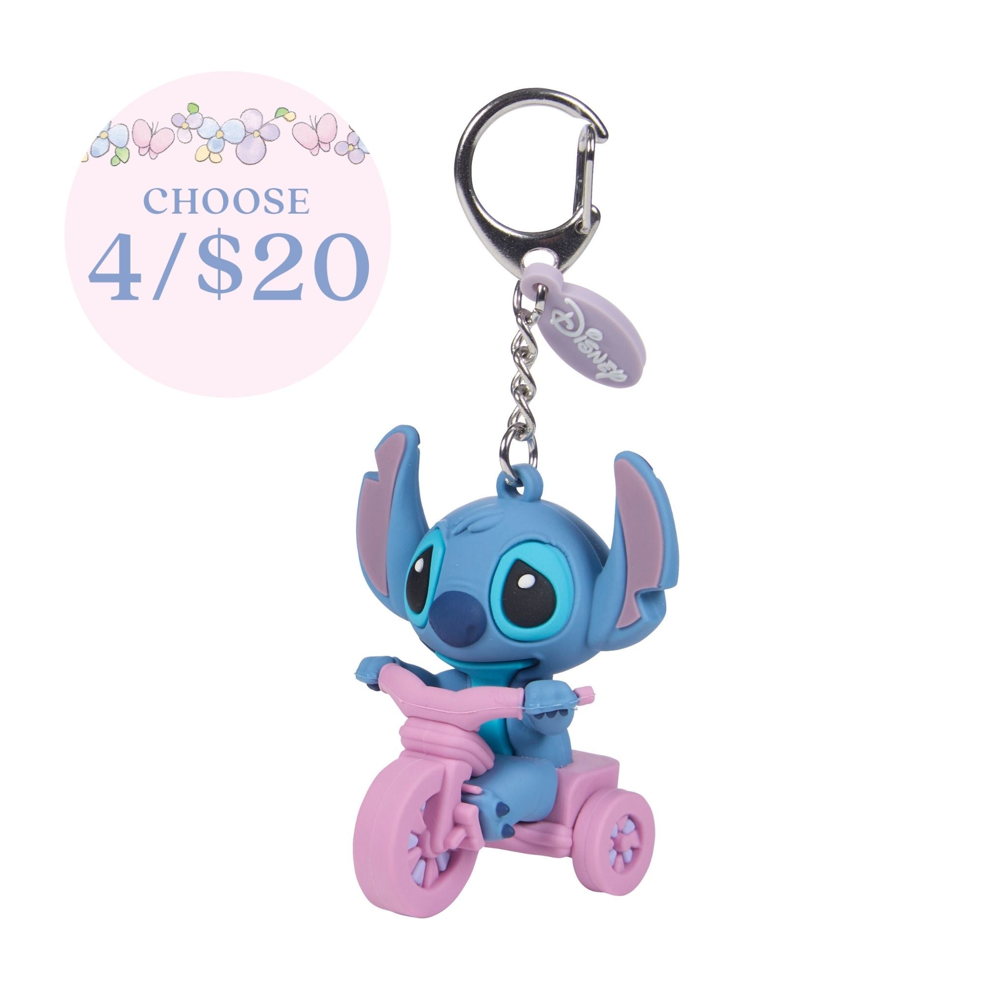 Disney Stitch on Tricycle Backpack Clip