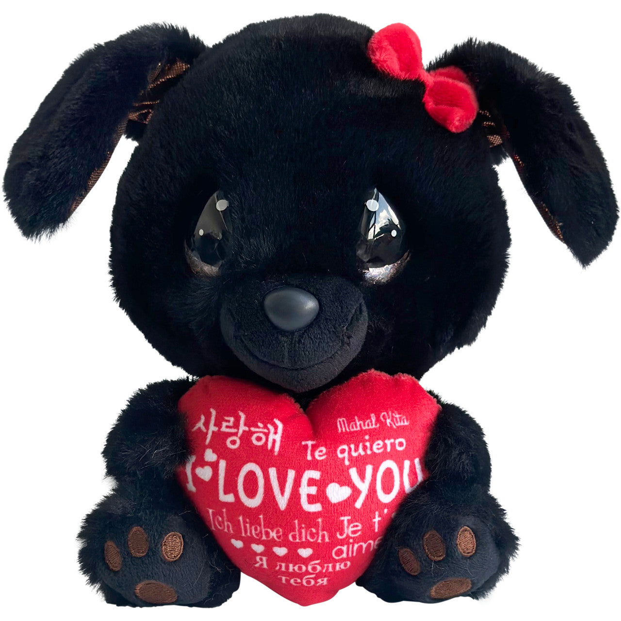 Amore Black Lab Holding Heart Cutie Pet-tudies Stuffed Animal - Image
