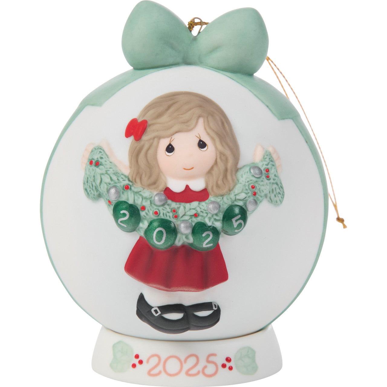 Deck The Halls 2025 Dated Girl Ball Ornament - Image