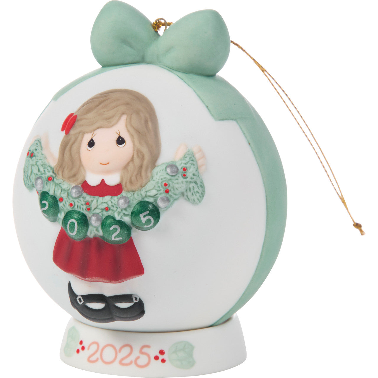 Deck The Halls 2025 Dated Girl Ball Ornament - Image