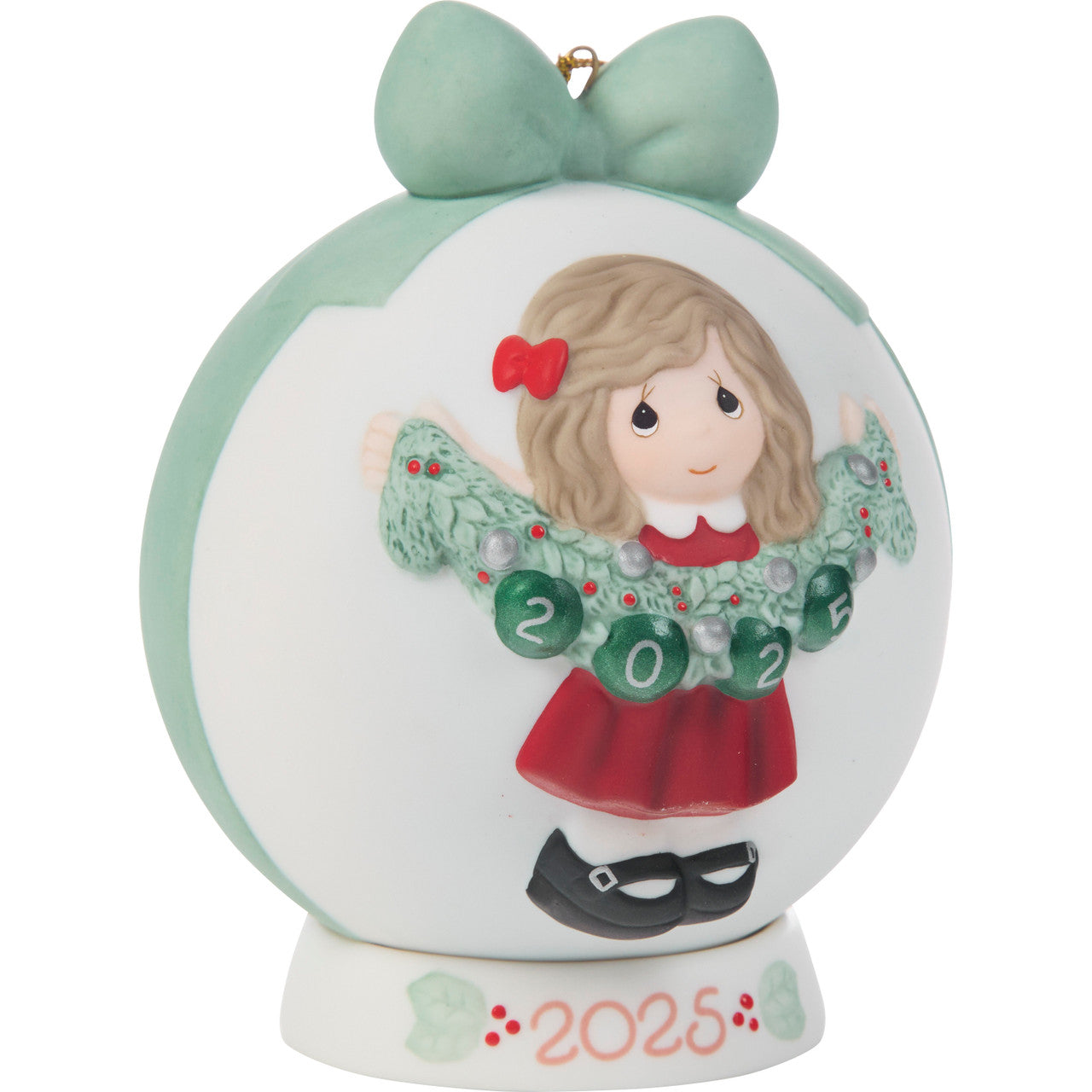 Deck The Halls 2025 Dated Girl Ball Ornament - Image