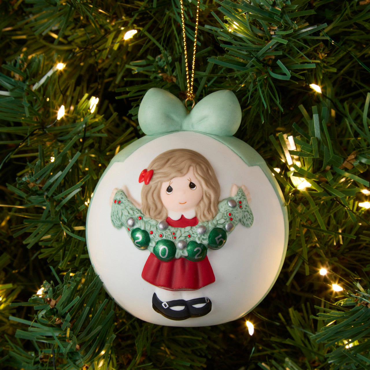 Deck The Halls 2025 Dated Girl Ball Ornament - Image