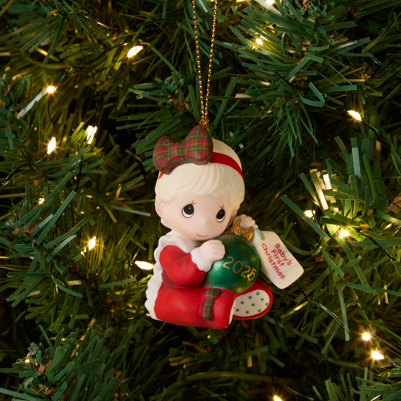 Baby’s First Christmas 2025 Dated Girl Ornament - Image