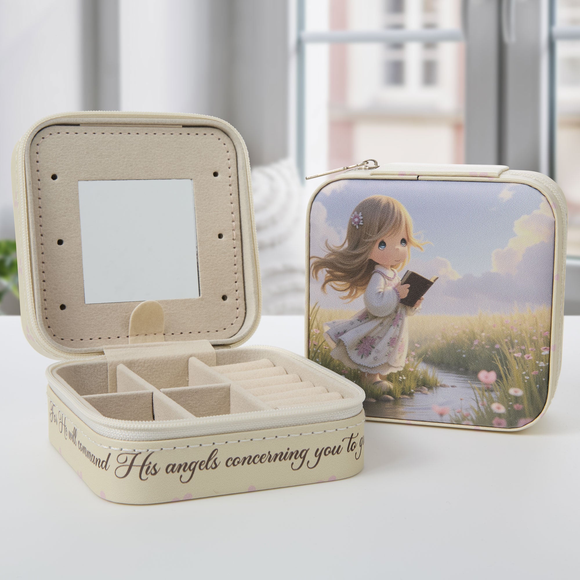 工芸品 Precious Memorys The Traveler's Psalm Travel Jewelry Box