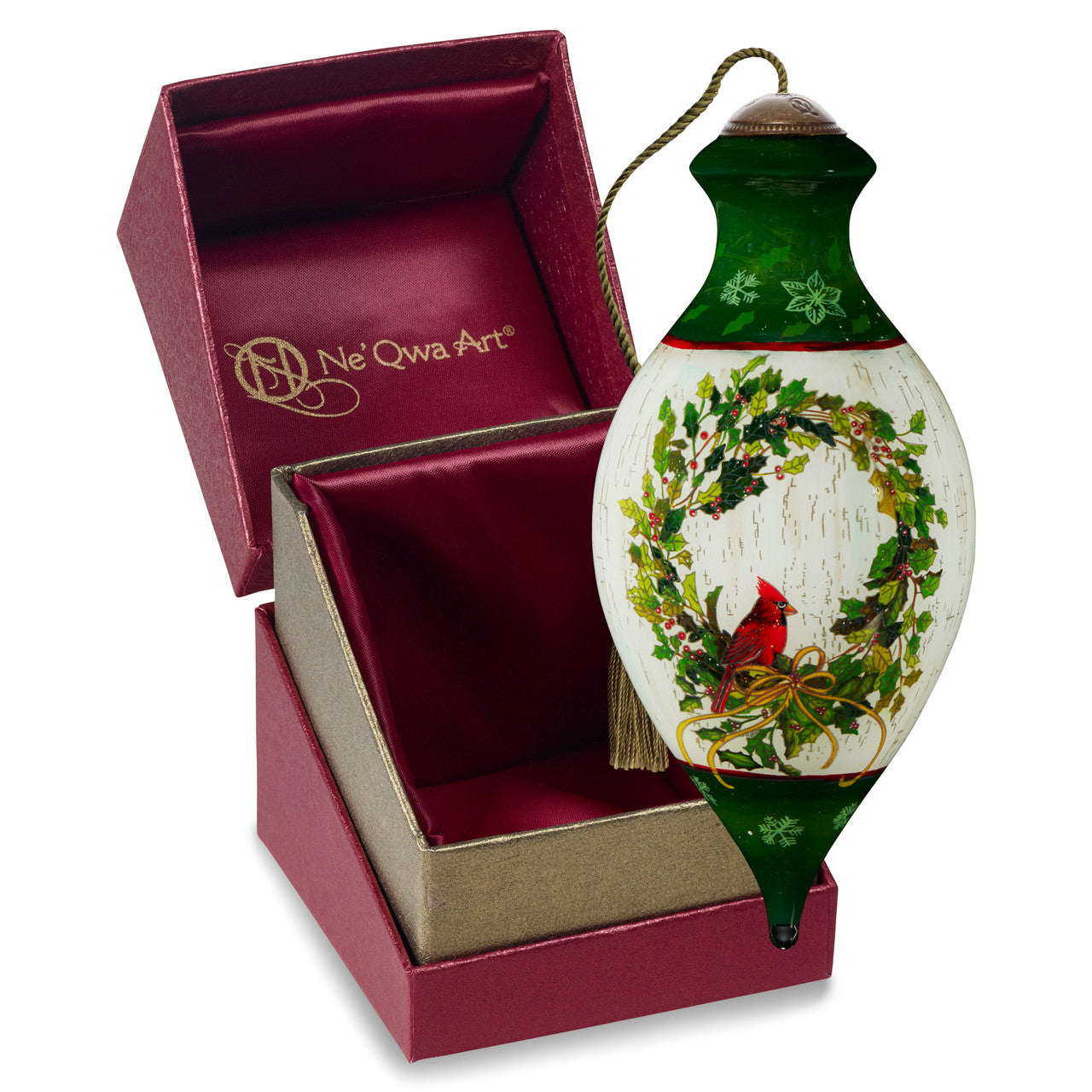 Season’s Greetings Cardinal On Wreath Ornament - Image